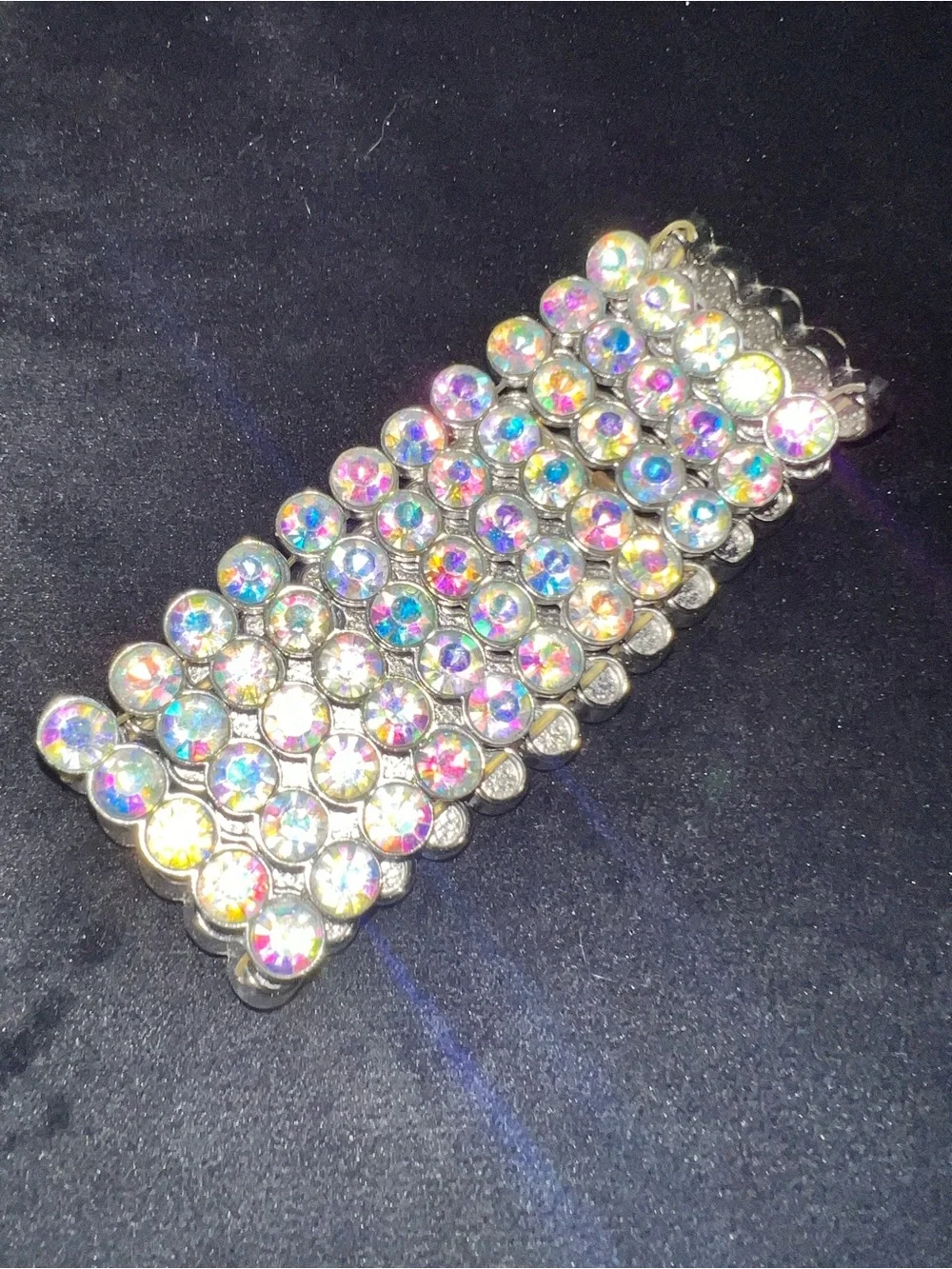 Aurora Crystal Stretch Bracelet - Iridescent Rhinestones